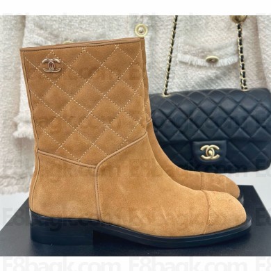 Chanel CC Short Boots in suede Calfskin yellow 1209-2024