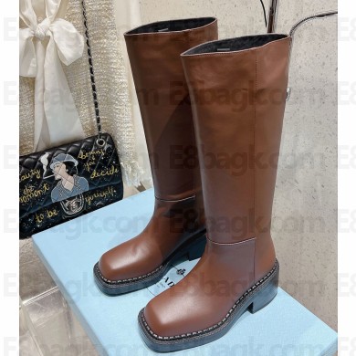Prada leather boots brown 1W746N 2024