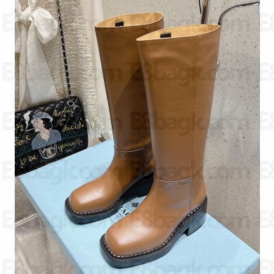 Prada leather boots beige 1W746N 2024