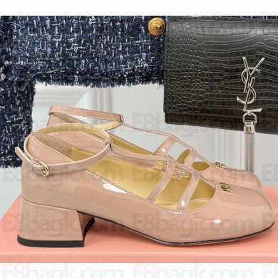 Miu Miu Patent calfskin Mary Janes nude pink 2025