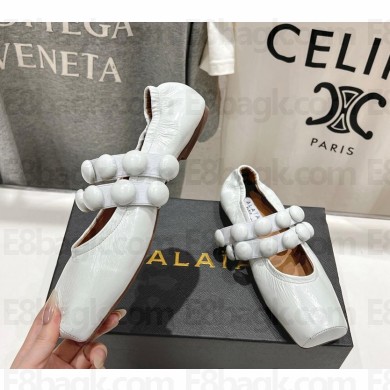 Alaïa calfskin Sphere-Detail Ballet Flats white 2025