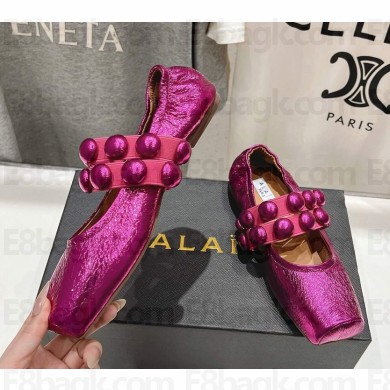Alaïa calfskin Sphere-Detail Ballet Flats agate 2025