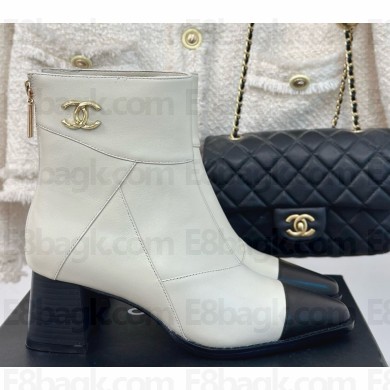 Chanel lambskin ankle Boots in white 1209-2024