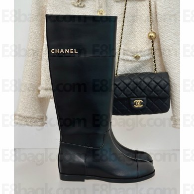 Chanel lambskin thigh Boots in black 1209-2024