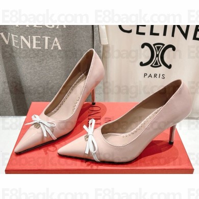 Valentino Garavani  Calfskin and Patent leather pumps with bow pink heel 8cm 2025