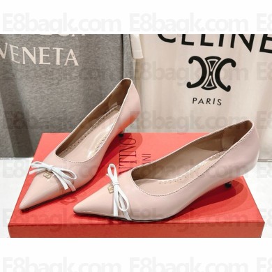Valentino Garavani  Calfskin and Patent leather pumps with bow pink heel 4cm 2025
