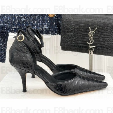 THE ROW Liisa D'Orsay Patent Python Leather Pumps black 2025
