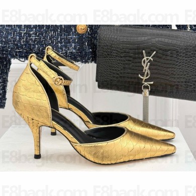 THE ROW Liisa D'Orsay Patent Python Leather Pumps gold 2025