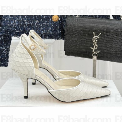 THE ROW Liisa D'Orsay Patent Python Leather Pumps white 2025