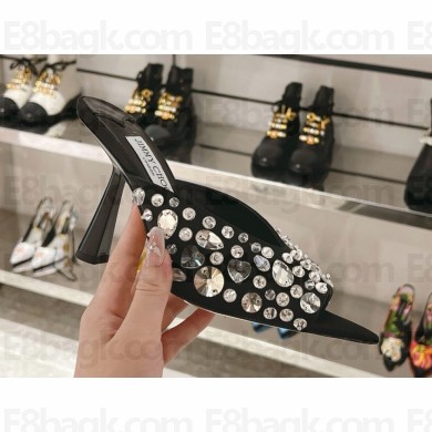 Jimmy Choo 100mm Maryanne mules satin with crystal black 2024