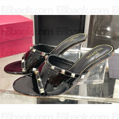 Valentino Garavani rockstud patent leather Sandals black 2025