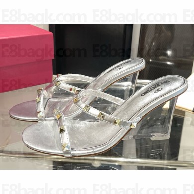 Valentino Garavani Rockstud Skin Heeled Sandals silver 2025