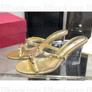 Valentino Garavani Rockstud Skin Heeled Sandals gold 2025