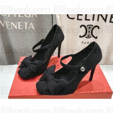 Valentino Garavani Bowjane Mary-Jane pumps in crepe fabric black heel 9cm 2025