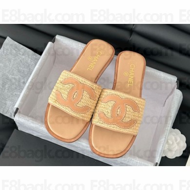 Chanel Slippers Lambskin with CC logo beige 2025