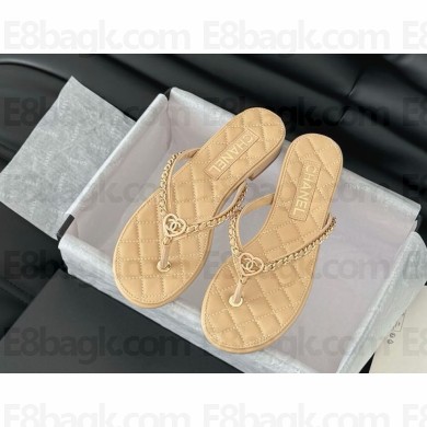 Chanel Slippers Lambskin & Metal beige 2025