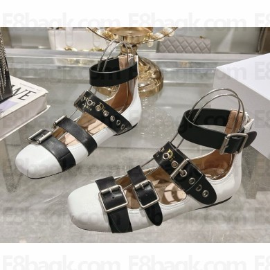 Dior Punk Ballet Flat white Supple Calfskin with silver-finish metal buckles 2025