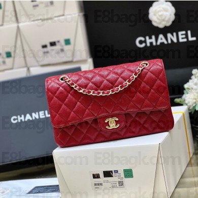 Chanel Medium Classic Flap Bag 1112 in caviar leather red with Gold Hardware( Original Quality)