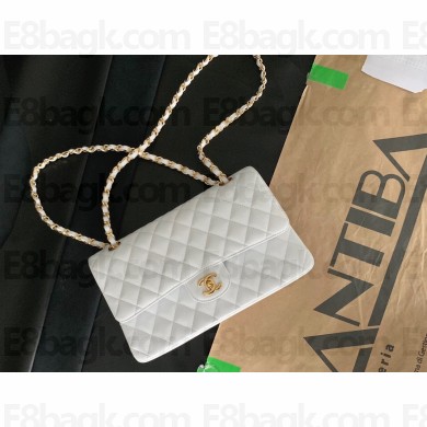 Chanel Medium Classic Flap Bag 1112 in caviar leather white with Gold Hardware( Original Quality)