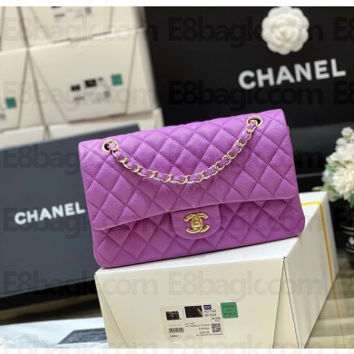 Chanel Medium Classic Flap Bag 1112 in caviar leather purple with Gold Hardware( Original Quality)