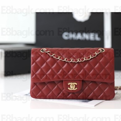 Chanel Medium Classic Flap Bag 1112 in caviar leather burgundy with Gold Hardware( Original Quality)