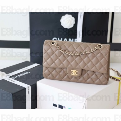 Chanel Medium Classic Flap Bag 1112 in lambskin gray with Gold Hardware( Original Quality)