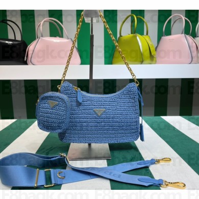 Prada Re-Edition 2005 crochet shoulder bag 1BH204 Blue 2023