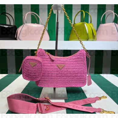 Prada Re-Edition 2005 crochet shoulder bag 1BH204 Pink 2023