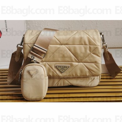 Prada Re-Nylon padded shoulder bag 1BD290 Beige 2023