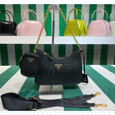 Prada Re-Edition 2005 crochet shoulder bag 1BH204 Black 2023
