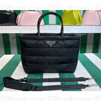 Prada Medium padded nylon tote bag 1BG435 Black 2023