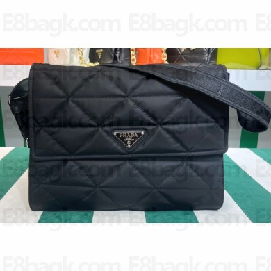 Prada Re-Nylon large padded shoulder bag 1BD256 Quilted Black 2023