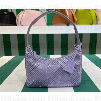 Prada Re-Edition 2000 mini bag with crystals 1NE515 Purple 2023