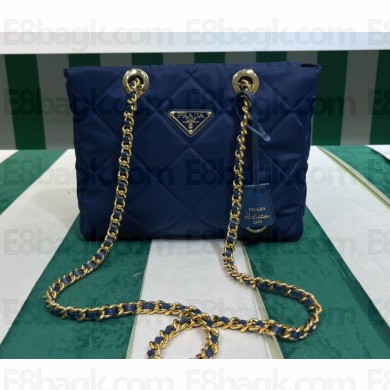 Prada padded nylon chain Shoulder bag 1BG468 Dark Blue 2023