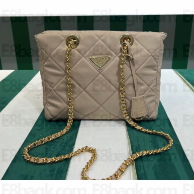 Prada padded nylon chain Shoulder bag 1BG468 Beige 2023