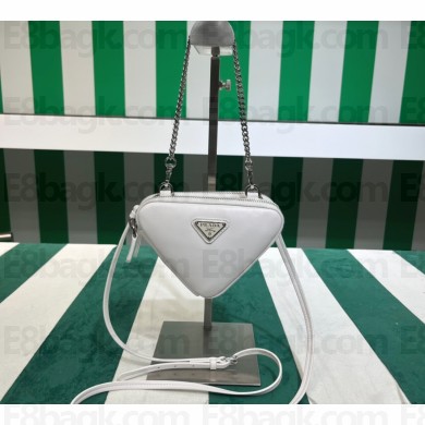 Prada Leather Triangle mini-pouch bag 1NR015 White 2023