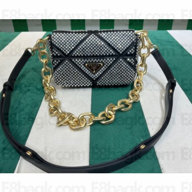 Prada Satin mini bag with crystals 1BD329 Black 2023