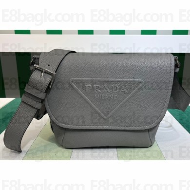 Prada Leather bag with shoulder strap 2VD056 Gray 2023