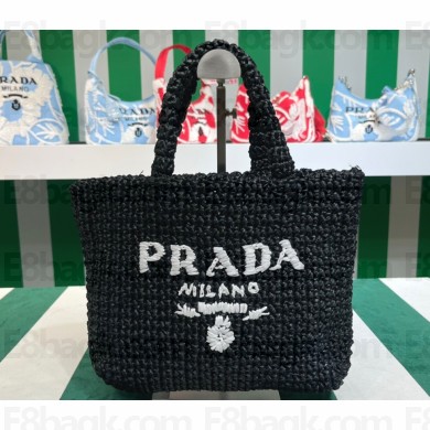 Prada Small crochet tote bag 1BG422 Black 2023
