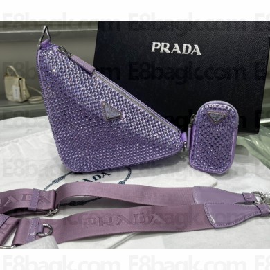 Prada Triangle Satin bag with crystals 1NE190 Purple 2023
