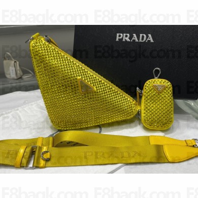 Prada Triangle Satin bag with crystals 1NE190 Yellow 2023
