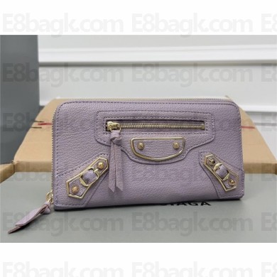 balenciaga zippy long wallet in goatskin purple 2023