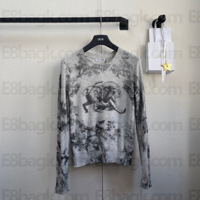 dior Ecru and Blue Technical Cashmere sweater 2023
