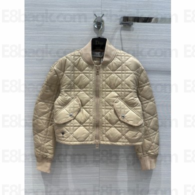 dior Beige Quilted Technical Cotton Taffeta Macrocannage Bomber Jacket 2023