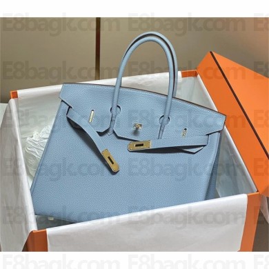 Hermes Birkin 35 Bag blue lin In togo Leather With gold hardware 2025