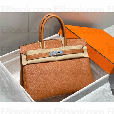 Hermes Birkin 35 Bag golden brown  In togo Leather With silver hardware 2025