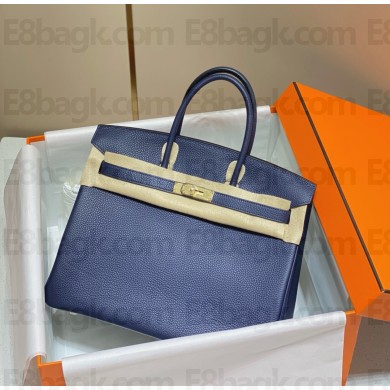 Hermes Birkin 35 Bag navy blue In togo Leather With gold hardware 2025