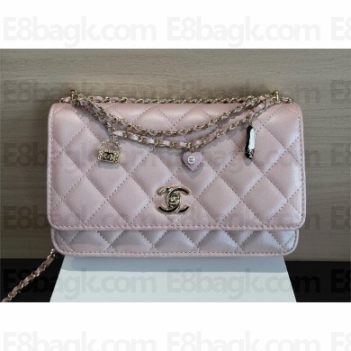 CHANEL Wallet on Chain IN PEARLY LAMBSKIN AP4537 PINK 2025