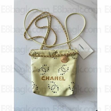 Chanel Shiny Calfskin 22 Mini Handbag AS3980 yellow 2025