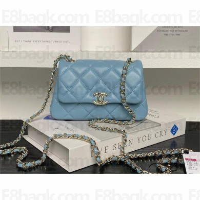 Chanel Clutch with Chain in Shiny lambskin AP4593 blue 2025